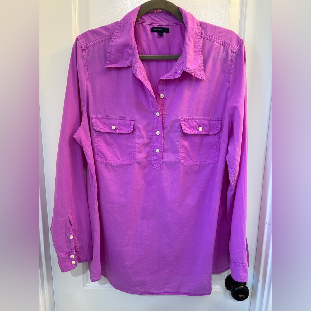 GAP Long Sleeve Button-Up Tunic in Wild Orchid Size Large